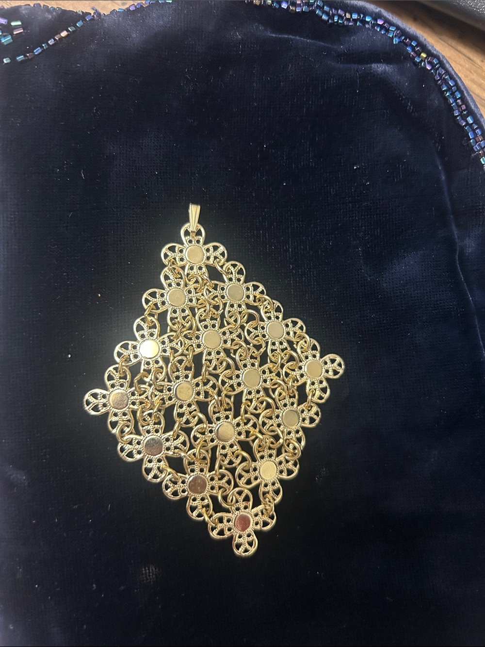 Gold Filigree Diamond Pendant